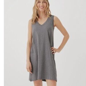 Pact Light Blue Gray Organic Cotton Mini Dress. Sleeveless, V Neck. Size L